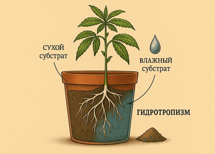 Гидротропизм: поиск влаги